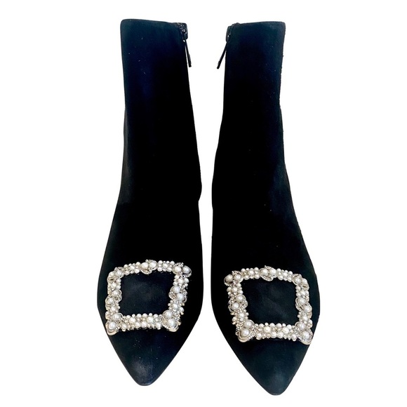 Sam Edelman Stunning Ulissa Luster Imitation Pearl Pointed Toe Bootie Size 5.5 - Picture 1 of 15